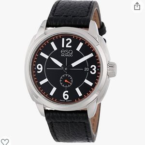 ESQ Movado Men's Black Dial Stainless Steel Black Leather Watch 07301410